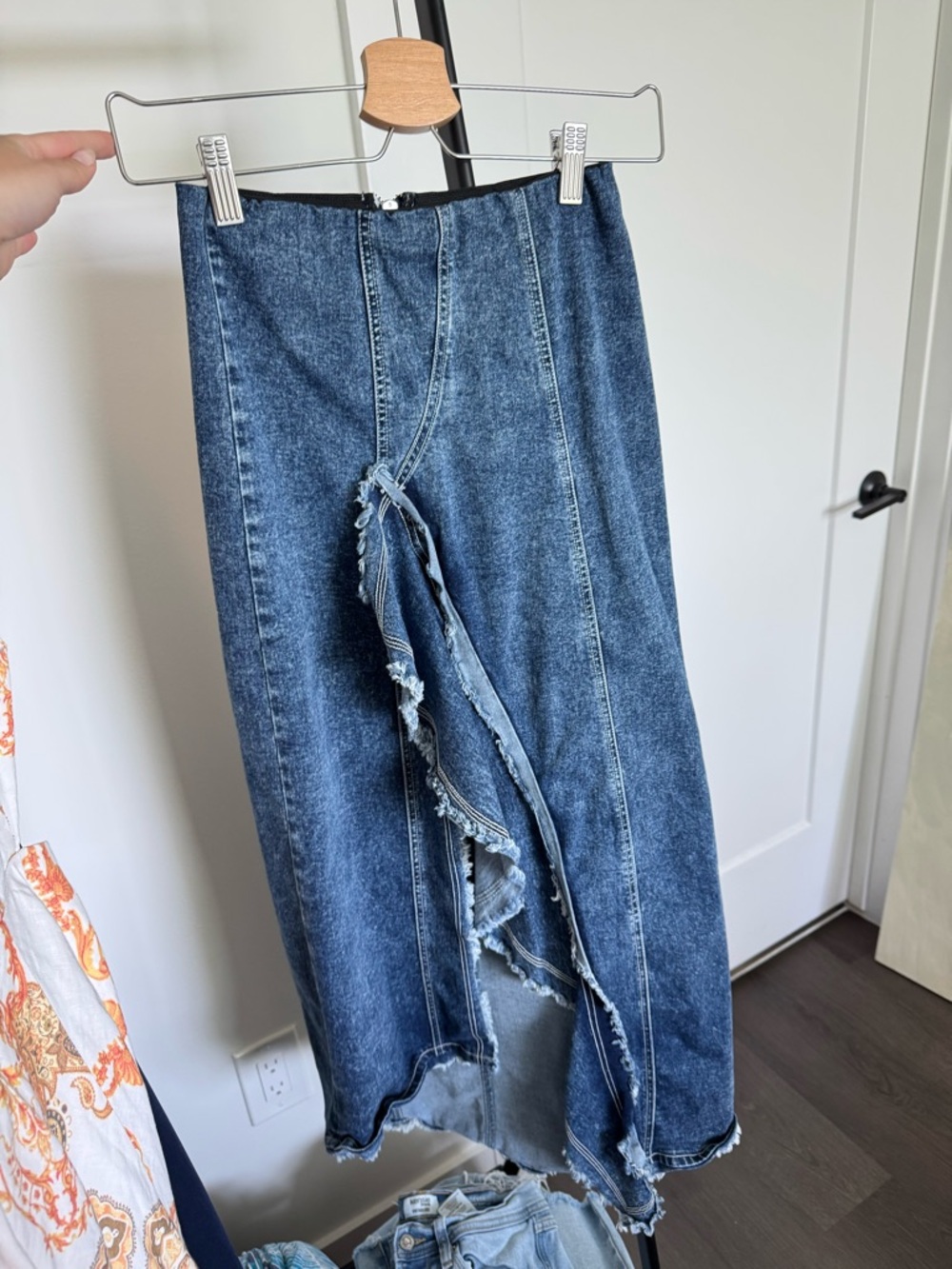 Vintage Denim Skirt Size XS One of a Kind Back Zip Unique